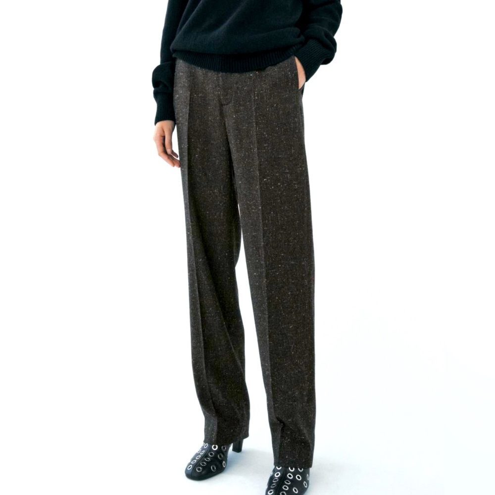 ZARA Structured Dark Brown Pants ZW Collection Size: XL